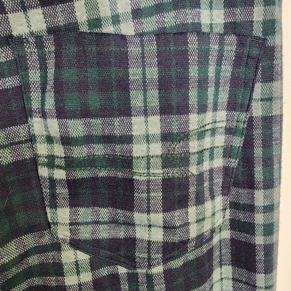 American Eagle Womens Flare Pants 12 Long Green Blue Plaid Knit Super Hi-Rise - Picture 7 of 11